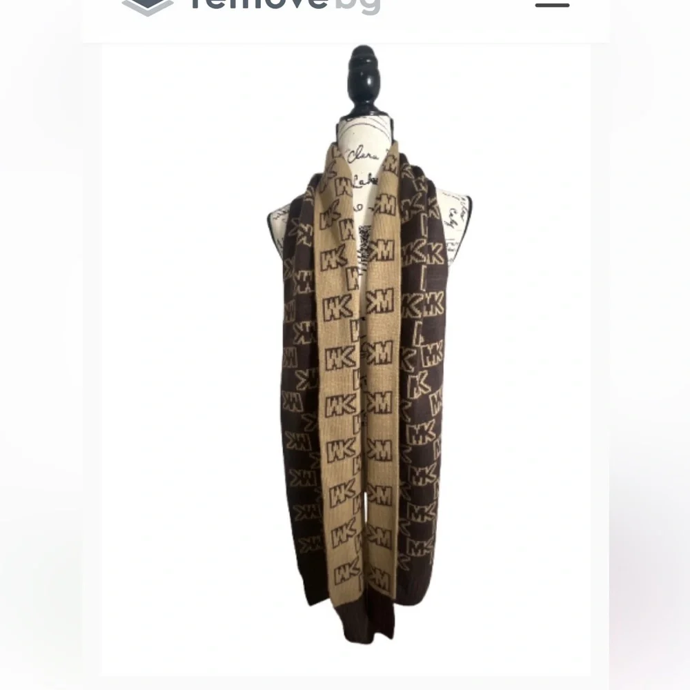 Michael‎ Kors  Chic Monogram Brown and Tan  Logo Long Scarf